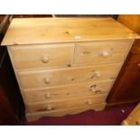 A modern pine squarefront chest of two short over three long drawers, w.90cm Drawers all run