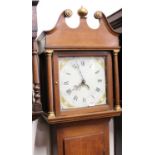 An early 19th century long case clock, 11" painted square dial, signed Z Bullock, Pox, 30 hour