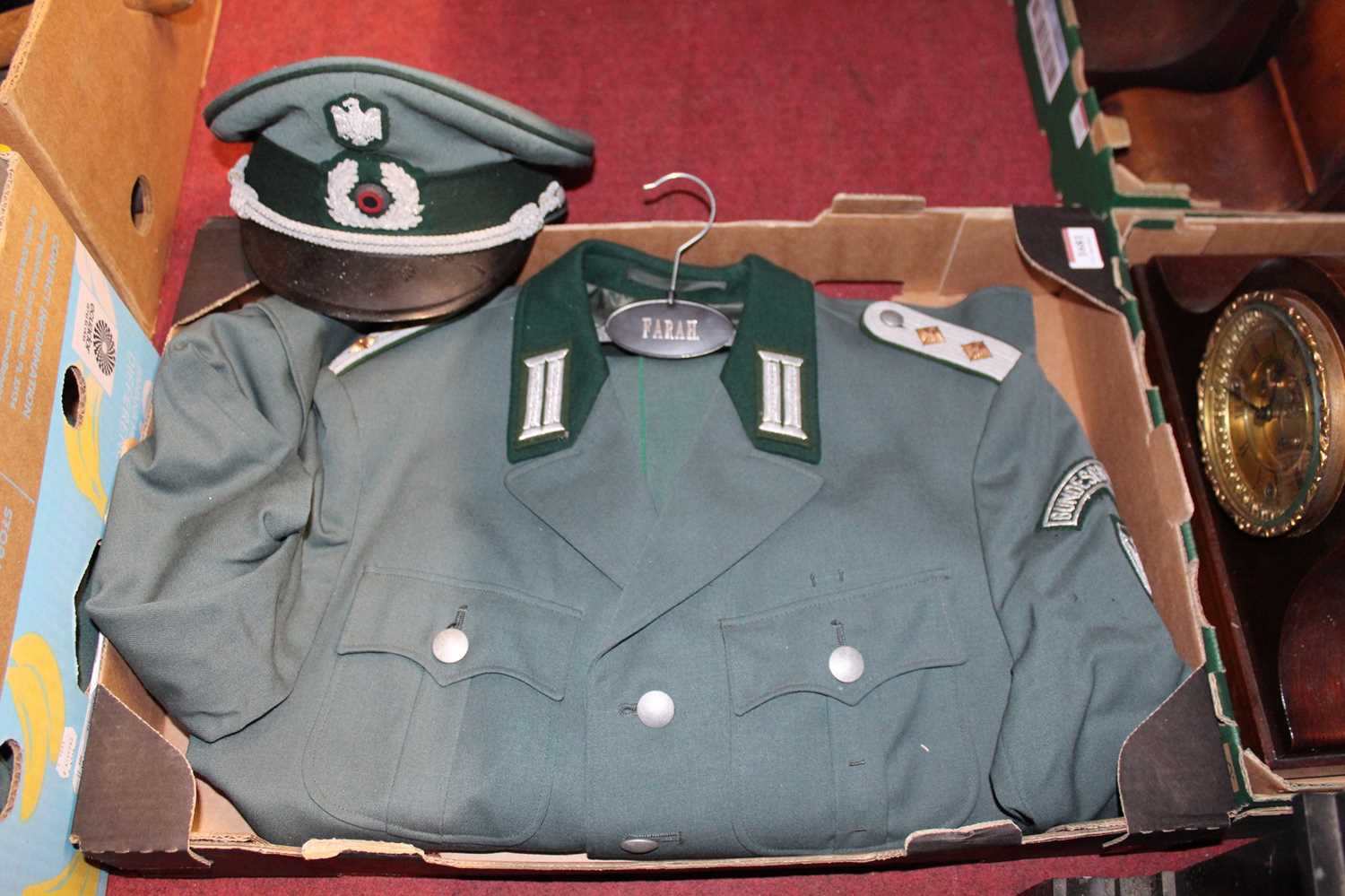 Two boxes of assorted police uniforms, to include German Bundesgrenzchutz tunic and cap etc - Image 2 of 2