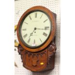 James Thompson of Stirling - a Victorian oak cased droptrunk wall clock, having eight-day fusse