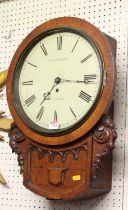 James Thompson of Stirling - a Victorian oak cased droptrunk wall clock, having eight-day fusse