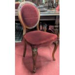 A set of six mid-Victorian mahogany balloon back salon side chairs, each with upholstered pad