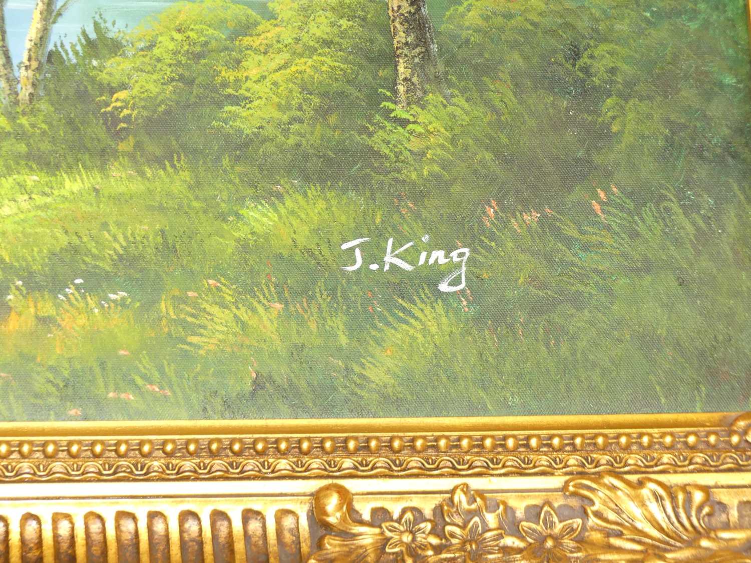 J. King - Pair; Extensive mountain landscape scenes, oil on canvas, each signed lower right, 60 x - Image 3 of 5