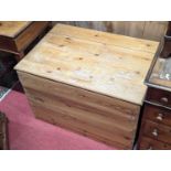 A planked pine hinge top blanket chest, width 78cm