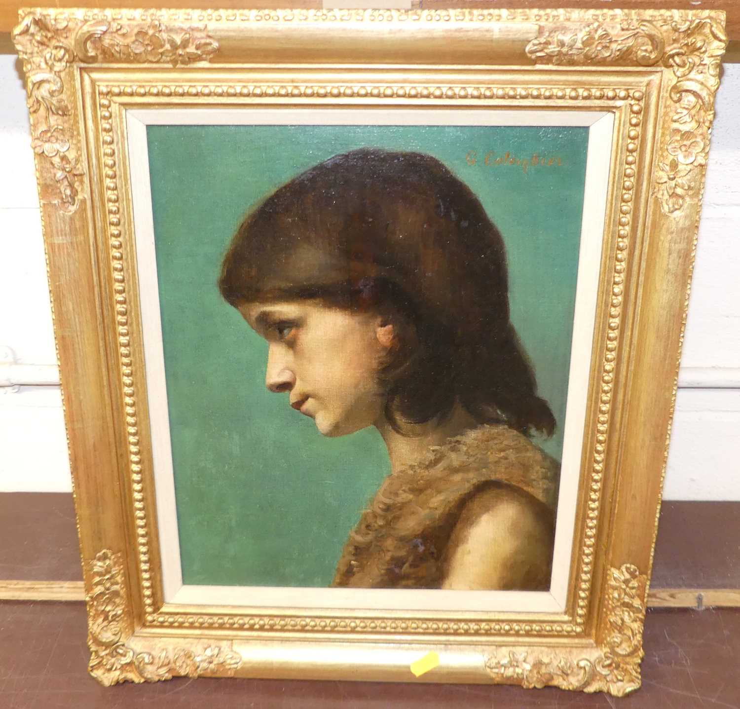 G. Colombiel - Profile portrait of a girl, oil on canvas, signed upper right, 40 x 32cm