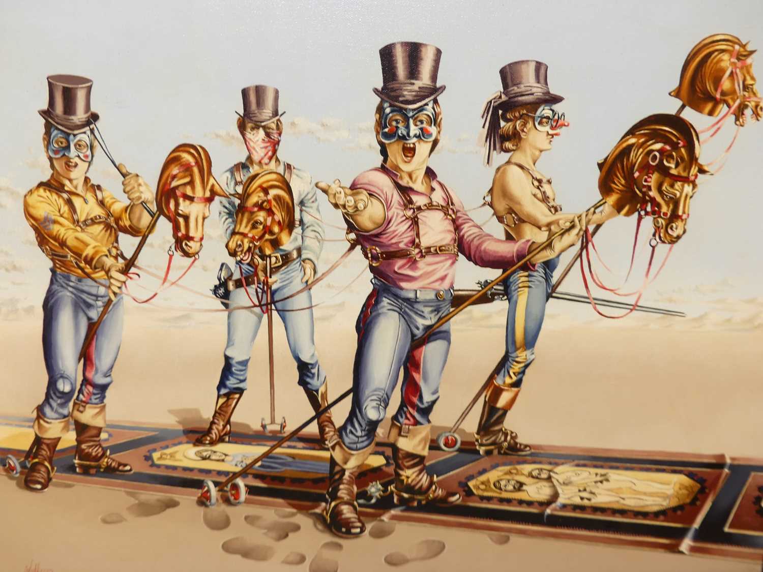 Richard Wallace - Four Horsemen of the Apocalypse, acrylic, signed lower left, 50 x 65cm - Image 2 of 5