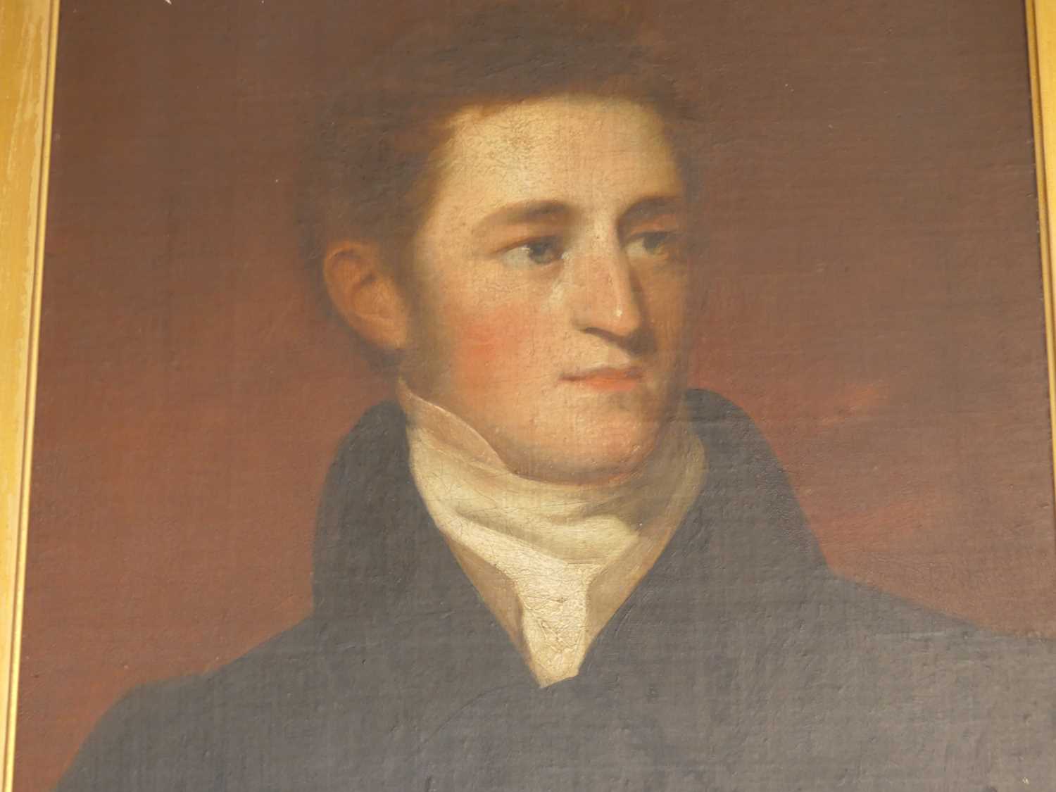 Mid-19th century English school - Half-length portrait of a young gentleman, oil on canvas, 56 x - Image 2 of 3