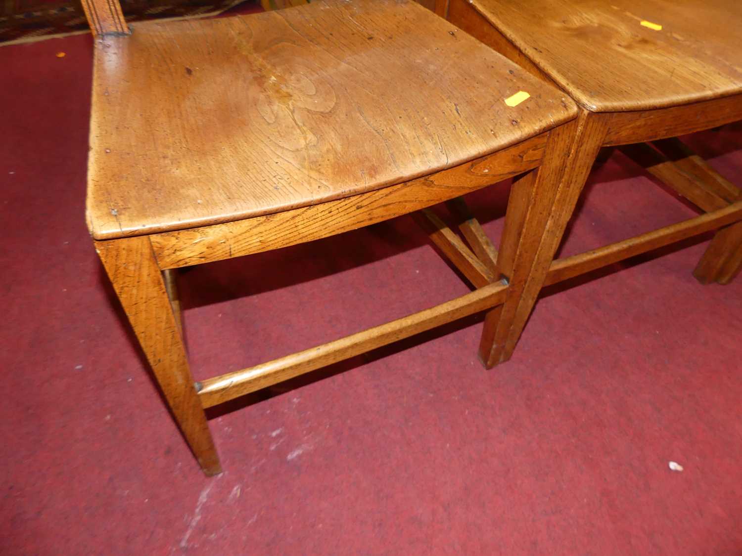 A set of four early 19th century East Anglian elm panelled seat barback dining chairs, w.44cm All - Image 5 of 5