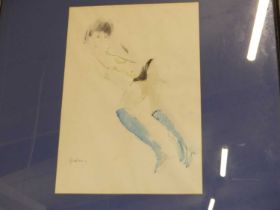Roddon - Female nude, watercolour wash, signed lower left, 56 x 38cm; together with a companion by