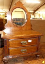 A Victorian walnut mirrorback table chest, of two long drawers, w.39cm