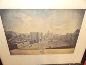 Assorted prints, to include topographical engraving of Bury St Edmunds; Joseph Hogdskinson -