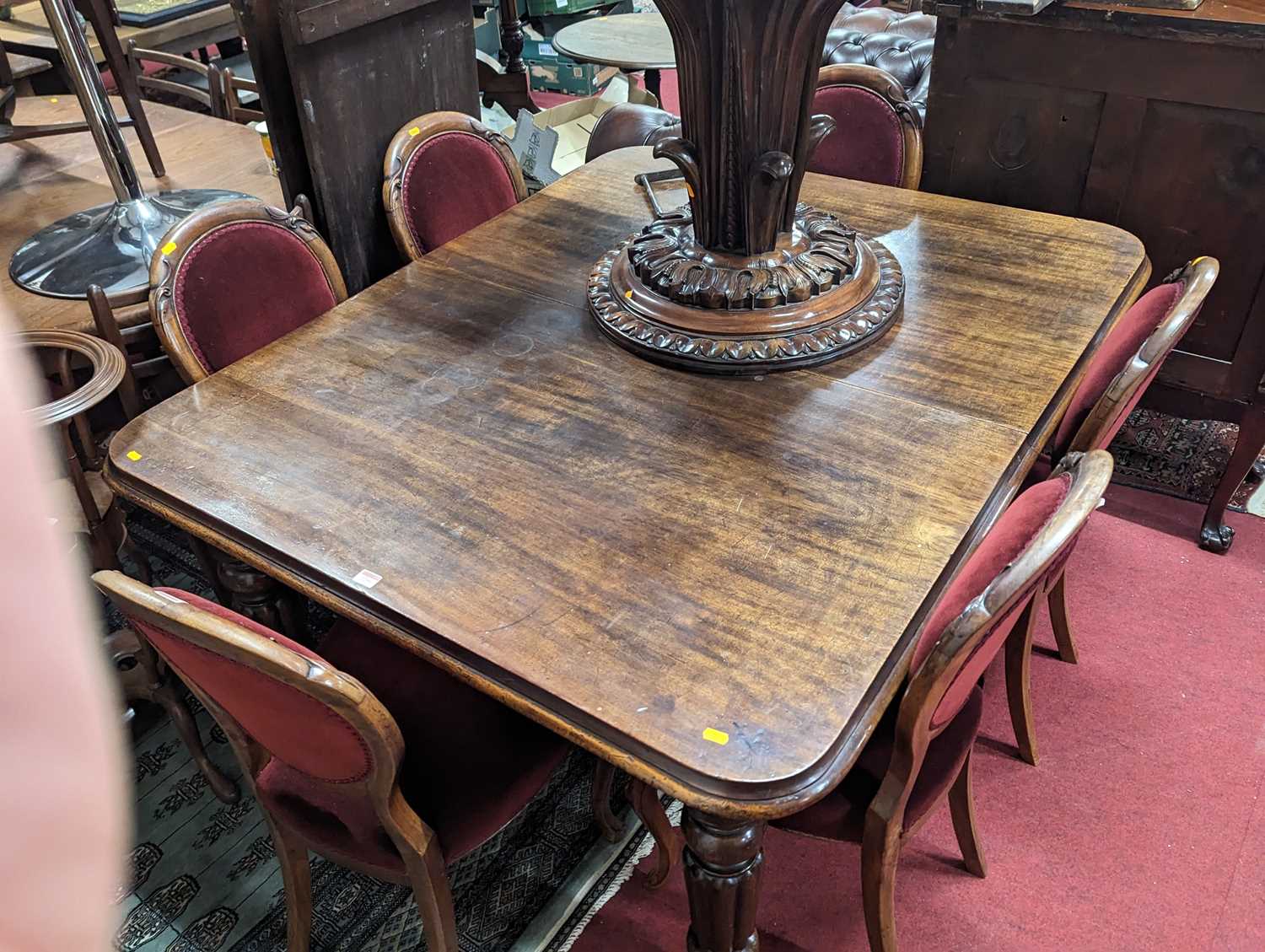 A set of six mid-Victorian mahogany balloon back salon side chairs, each with upholstered pad - Image 2 of 2