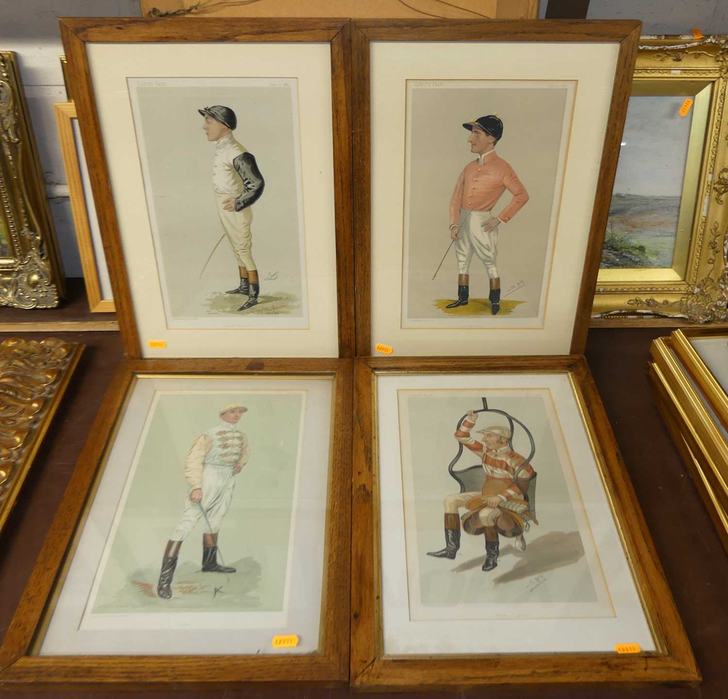 Ten various oak framed Spy prints of jockeys, to include the Demon and Rick - Image 2 of 3
