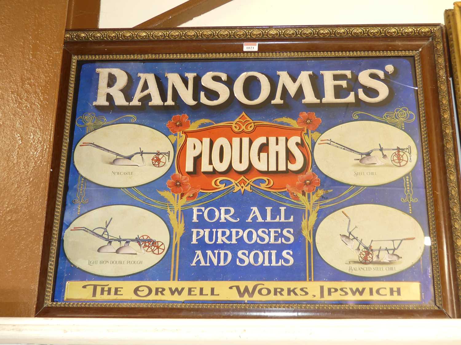 An advertising print for Ransome's Ploughs, 56 x 73cm
