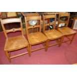 A set of four early 19th century East Anglian elm panelled seat barback dining chairs, w.44cm All