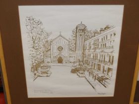 Amanda Willison - Red Earth, Seville, watercolour; Dawn Goodson - Ennismere Gardens, lithograph; and