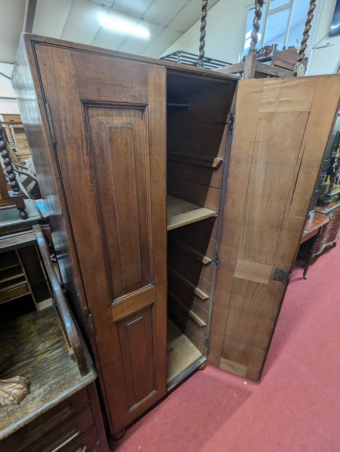 A 19th century mahogany twin recessed panelled twin door hall cupboard, width 73cm - Bild 3 aus 3