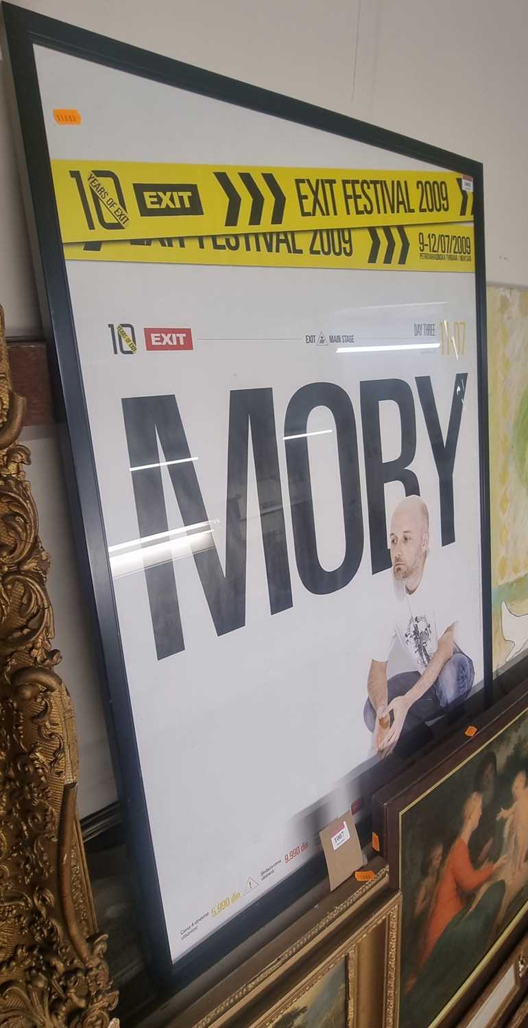 A Moby tour poster for the Exit Festival 2009, framed and glazed
