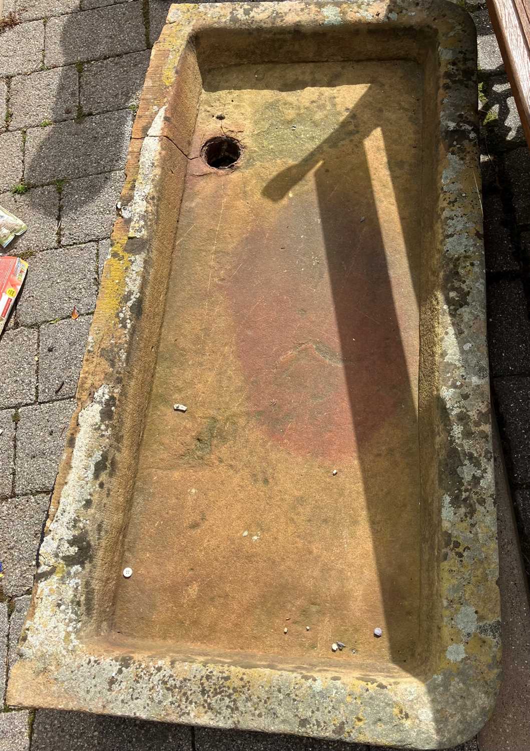 A large shallow butler's stone trough sink, 122 x 59cm