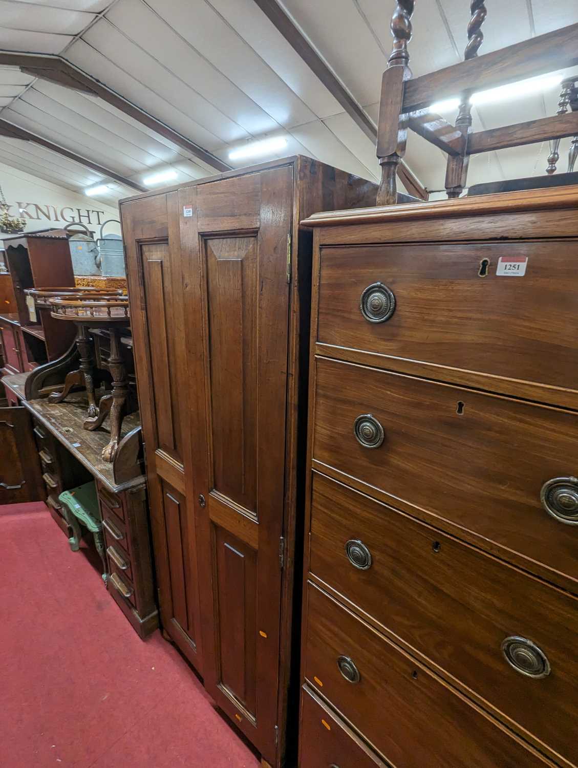 A 19th century mahogany twin recessed panelled twin door hall cupboard, width 73cm - Bild 2 aus 3