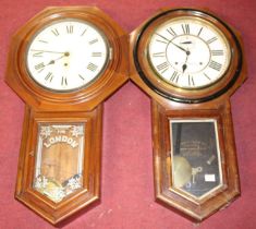 An early 20th century Ansonia of New York drop trunk wall clock having spring driven movement, 81cm,