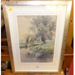 E. Faircloth - Keswick Marshes, watercolour, signed lower left, 36 x 25cm