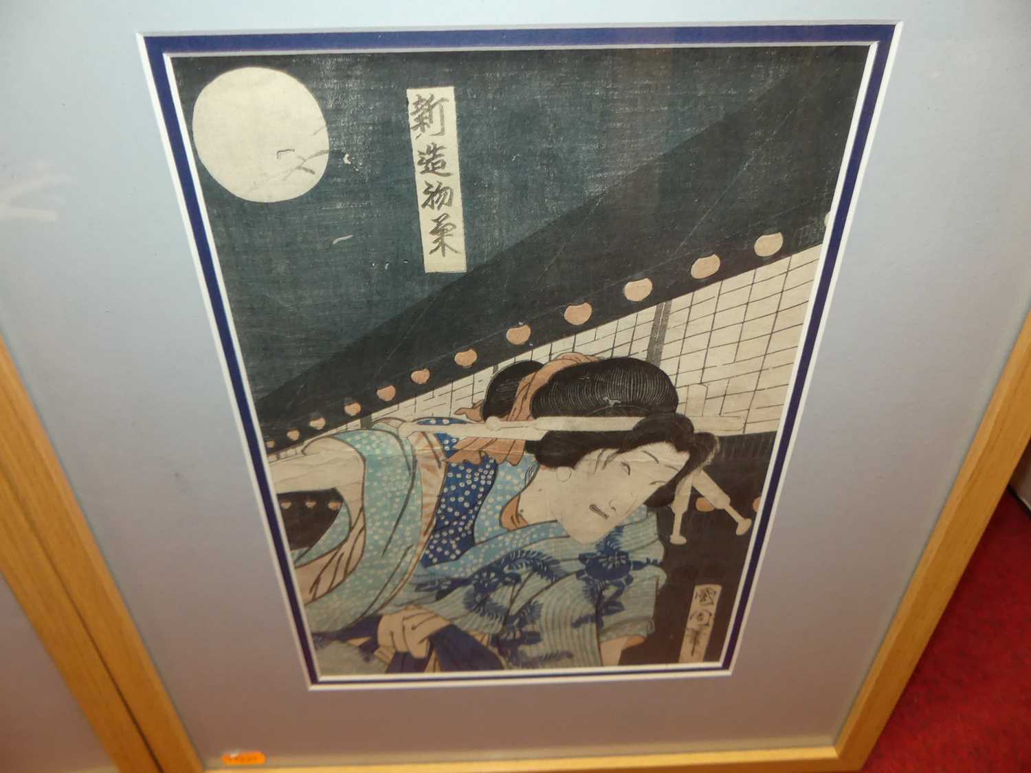 A pair of 19th century Japanese woodblock prints, each signed and with studio stamps, 32 x 22cm - Image 4 of 5