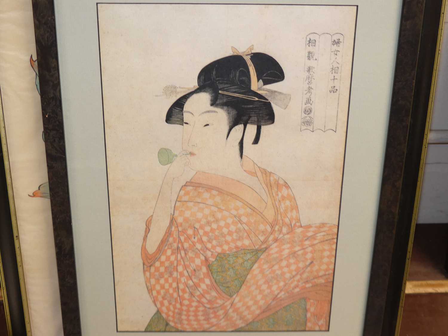 Assorted pictures and prints, to include Japanese woodblock, Japanese gouache on silk, pair of - Image 2 of 4