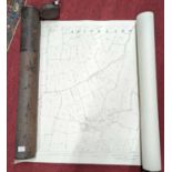 Two rolled Ordnance Survey maps from the parish of Shipmeadow, Suffolk, dated 1884, in metal