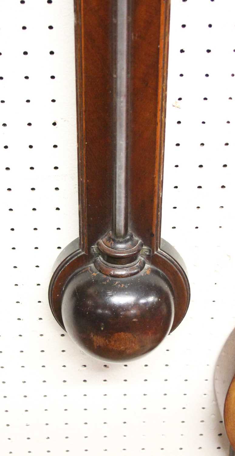 An early 19th century mahogany and inlaid stick barometer, having unsigned ivory scale and with - Image 3 of 3