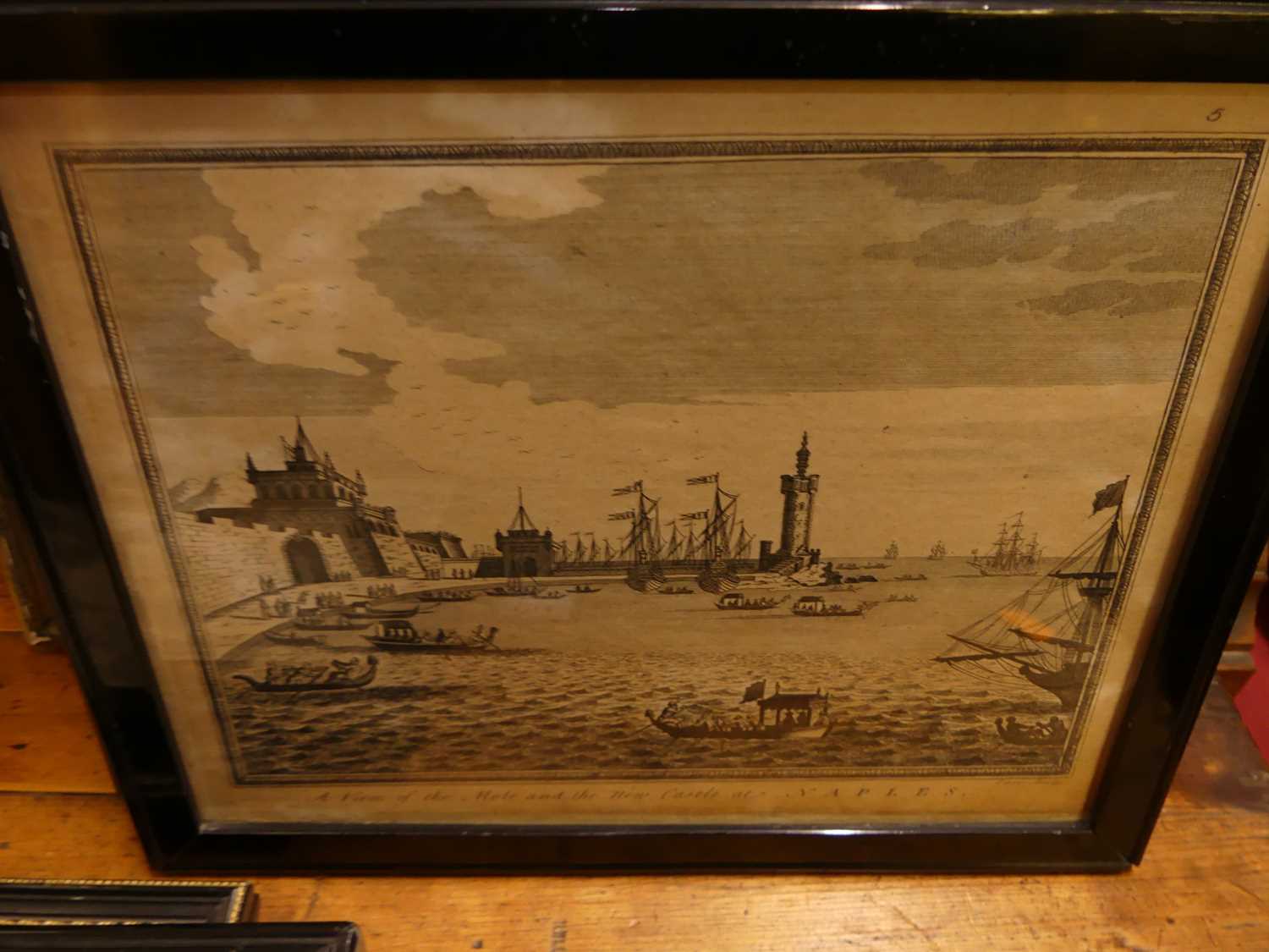 A set of five continental topographical monochrome engravings, to include a view of the port at - Image 6 of 8