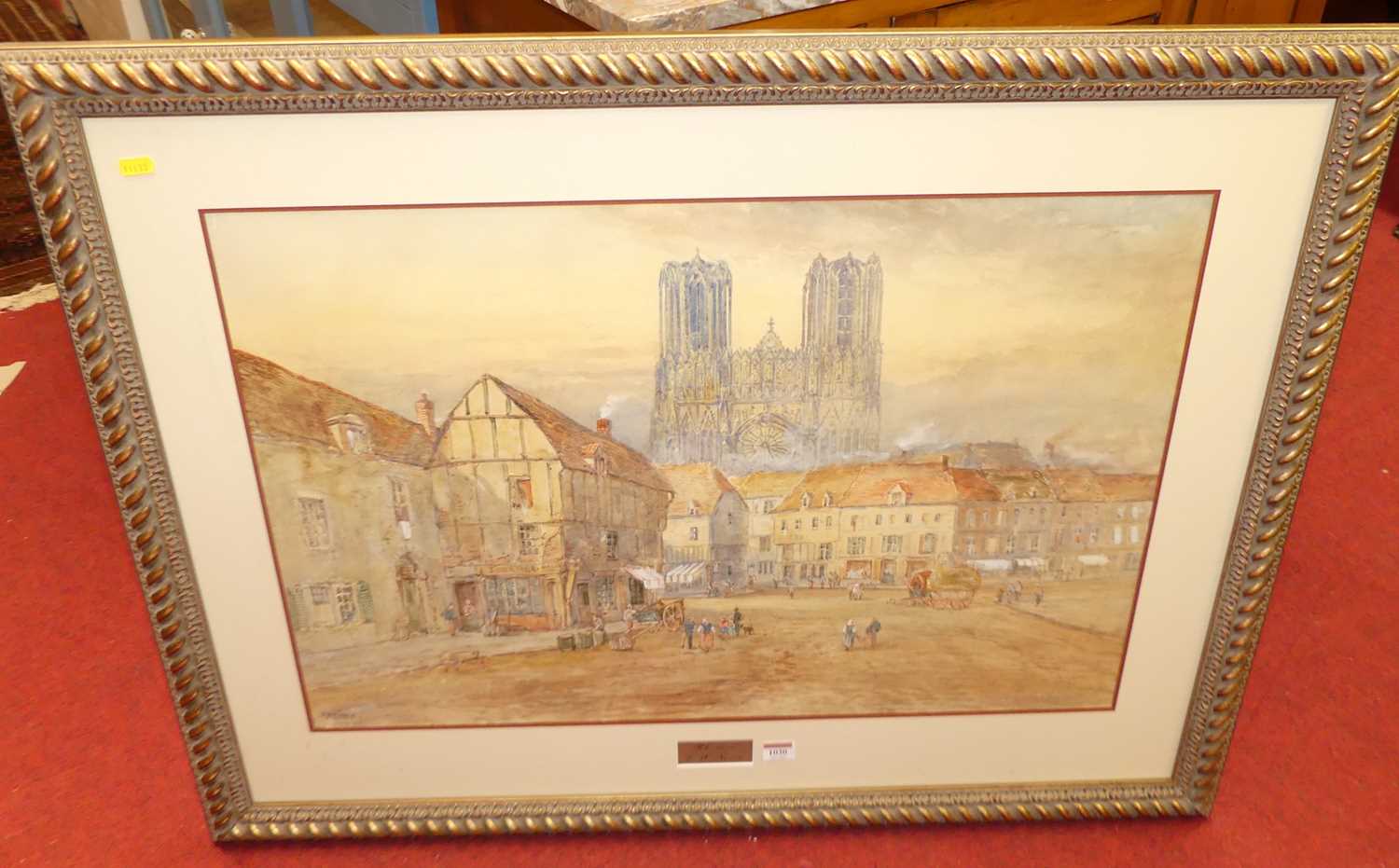 Edward W. Nevil (c1880-1900) - Pair; Rheims and Ypres, watercolours, signed lower right, 50 x 76cm