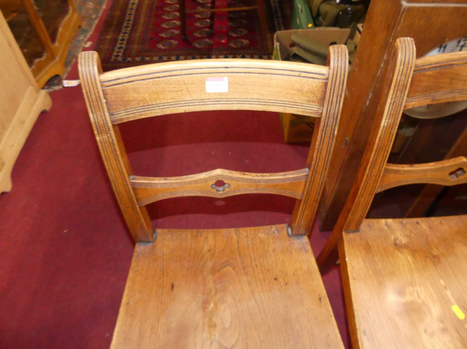 A set of four early 19th century East Anglian elm panelled seat barback dining chairs, w.44cm All - Image 3 of 5