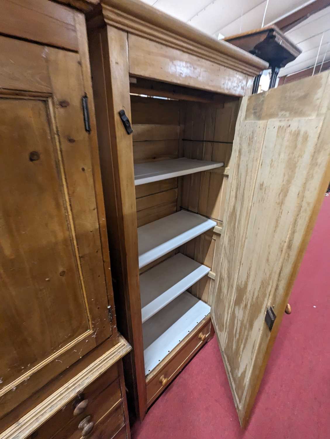 A rustic pine single door side cupboard having interior shelves over single long lower drawer, width - Image 4 of 4