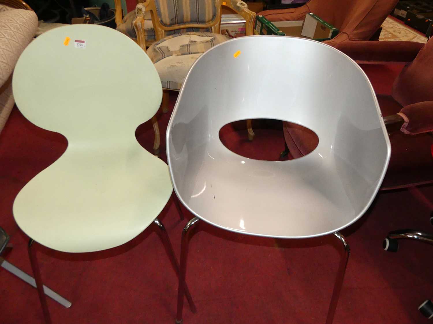 A perspex 'bucket' chair; together with a Galvano Tecnica single chair; and a set of three - Image 2 of 3