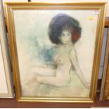 V. Val - Female nude, oil on canvas, signed and dated '71 lower right, 60 x 49cm
