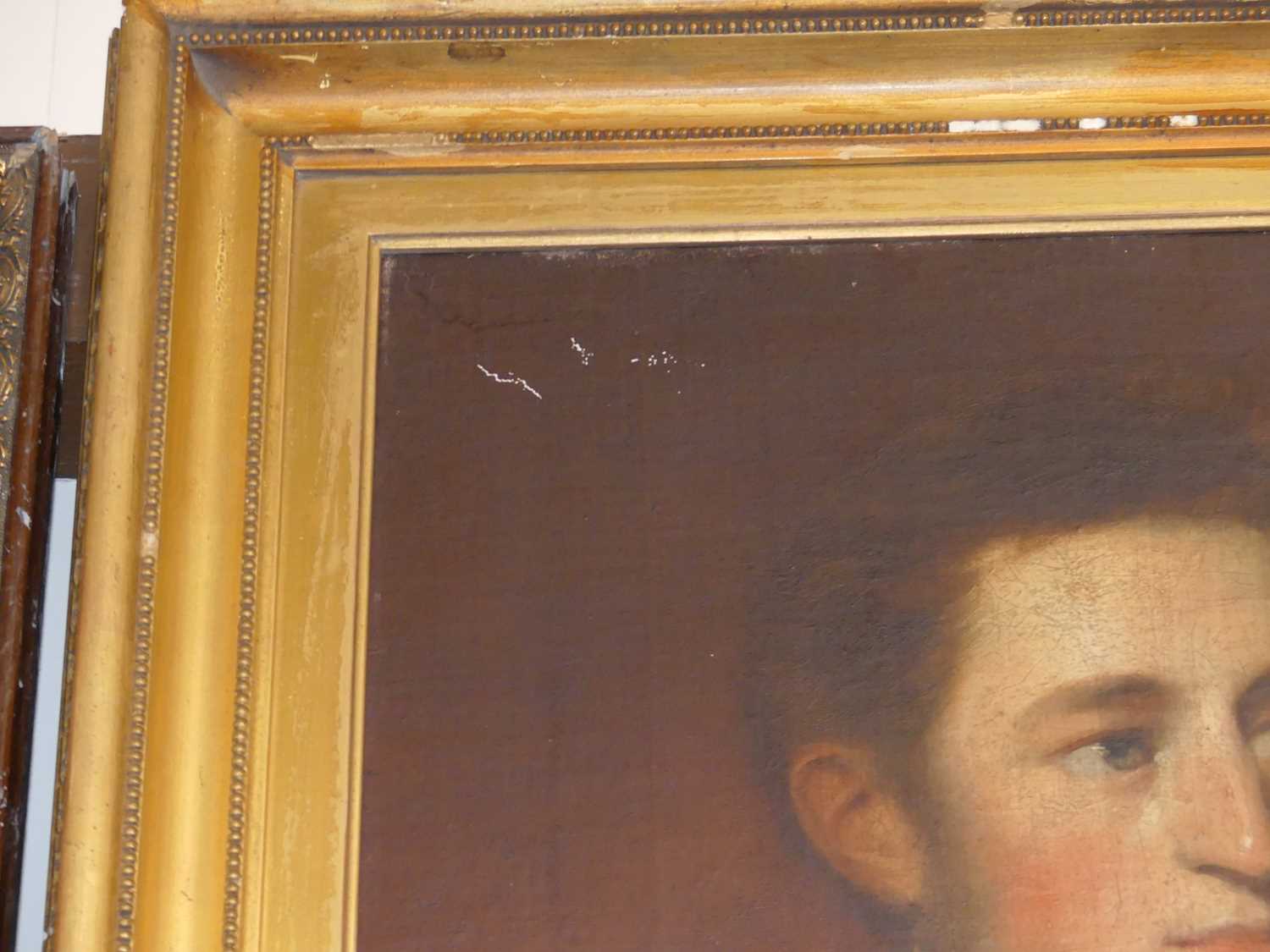 Mid-19th century English school - Half-length portrait of a young gentleman, oil on canvas, 56 x - Image 3 of 3