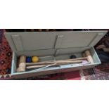 A boxed croquet set