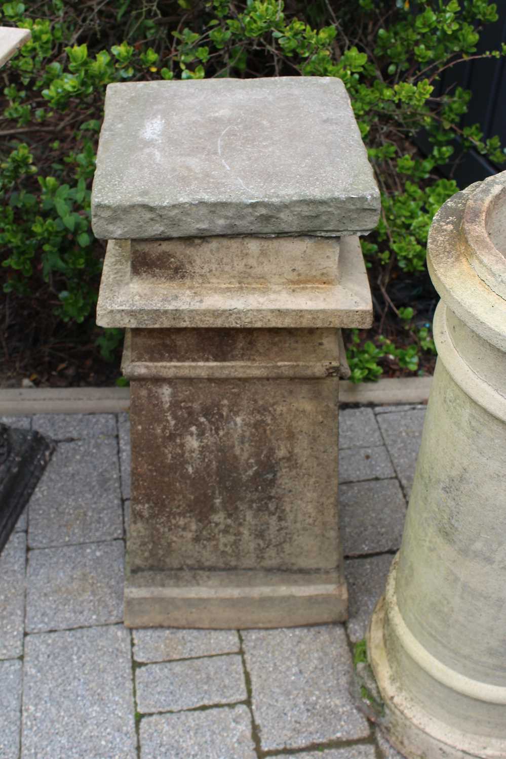 A pair of cream painted terracotta cylindrical chimney tops, each height 76cm, together with a - Image 4 of 4