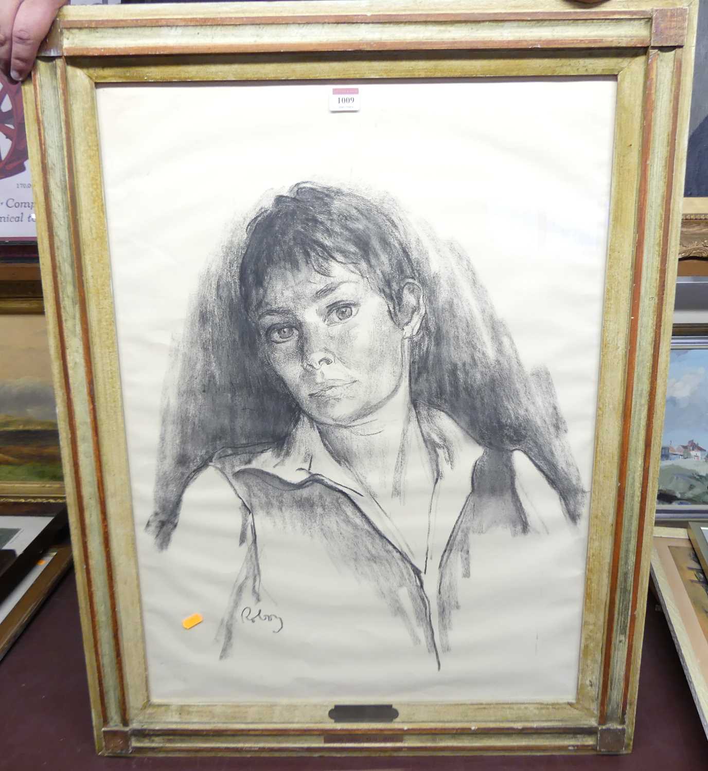 Zsuzsi Roboz (1939-2012) - Judy Dench, black chalk, signed lower left, 74 x 54cm Paper has some