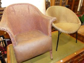 Various chairs, to include two Lloyd Loom conservatory chairs, campaign folding chair, Victorian