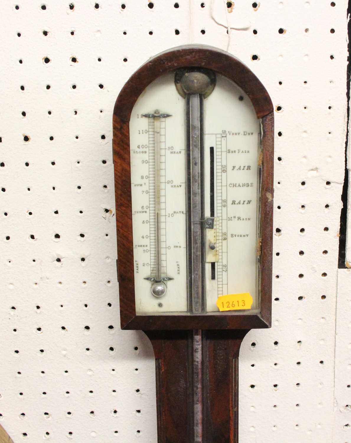 An early 19th century mahogany and inlaid stick barometer, having unsigned ivory scale and with - Image 2 of 3