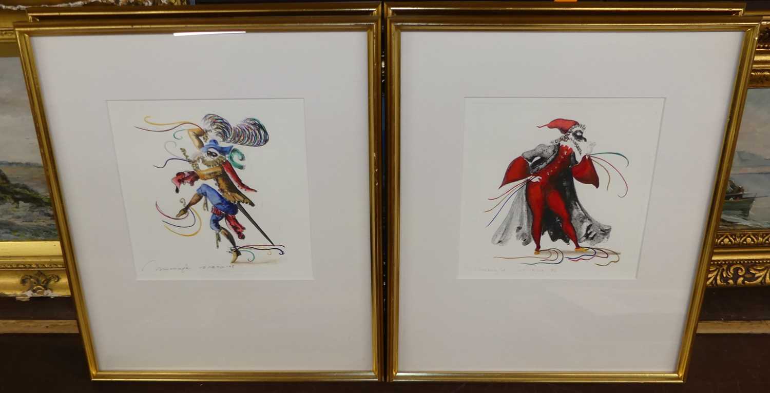 A set of five contemporary Venetian heightened lithographs on wove paper, each signed and dated '95,