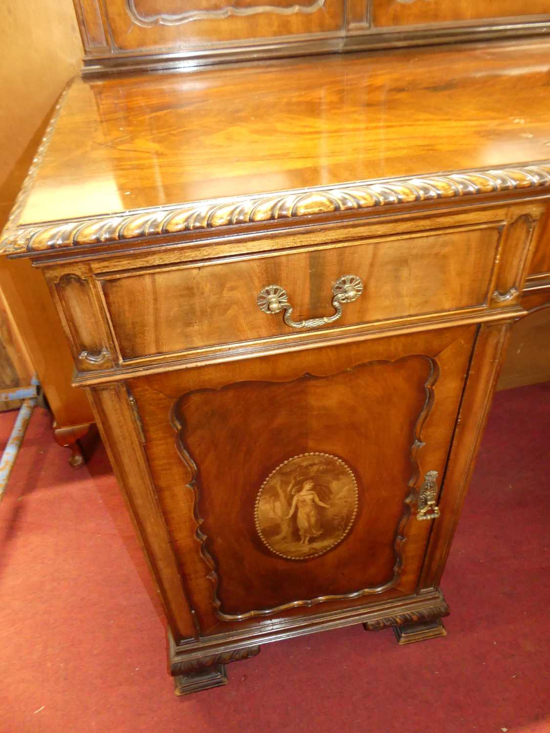 An early 20th century mahogany inverted breakfront ledgeback sideboard, having gadrooned edge, three - Image 3 of 5