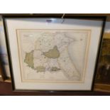 J & C Walker - engraved and coloured County Map of The East Riding of Yorkshire, published 1836,
