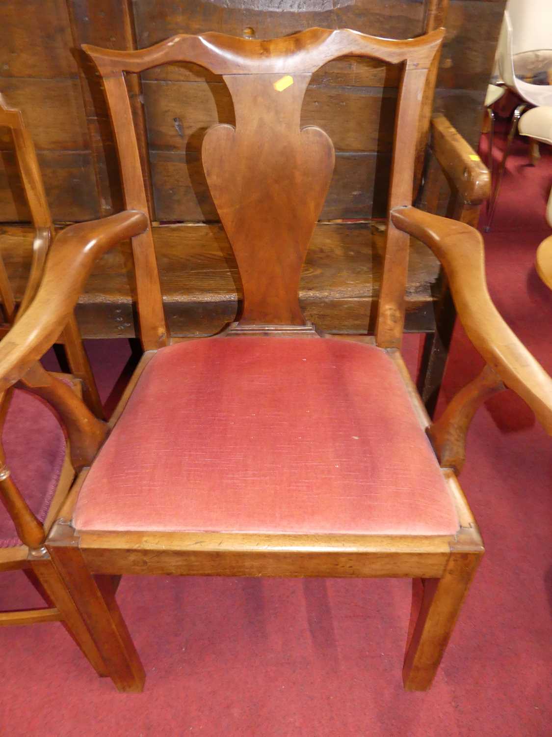 An early 19th century fruitwood splatback wide seat single elbow chair, together with an Edwardian - Image 4 of 4