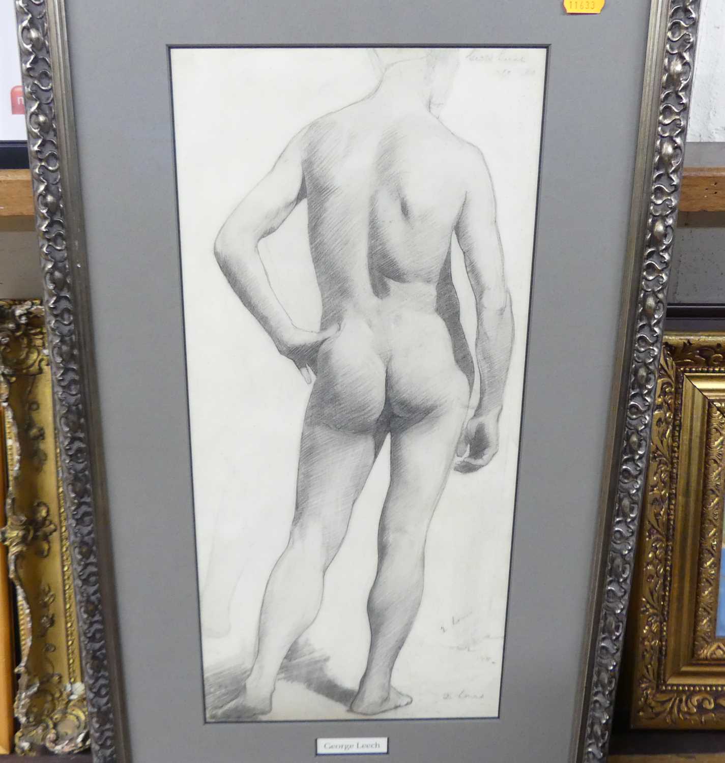 George Leech (1894-1966) - Figure study male nude, pencil, signed lower right, 53 x 24cm - Image 2 of 3