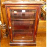 A stained mahogany single door glazed table-top display cabinet, w.38cm