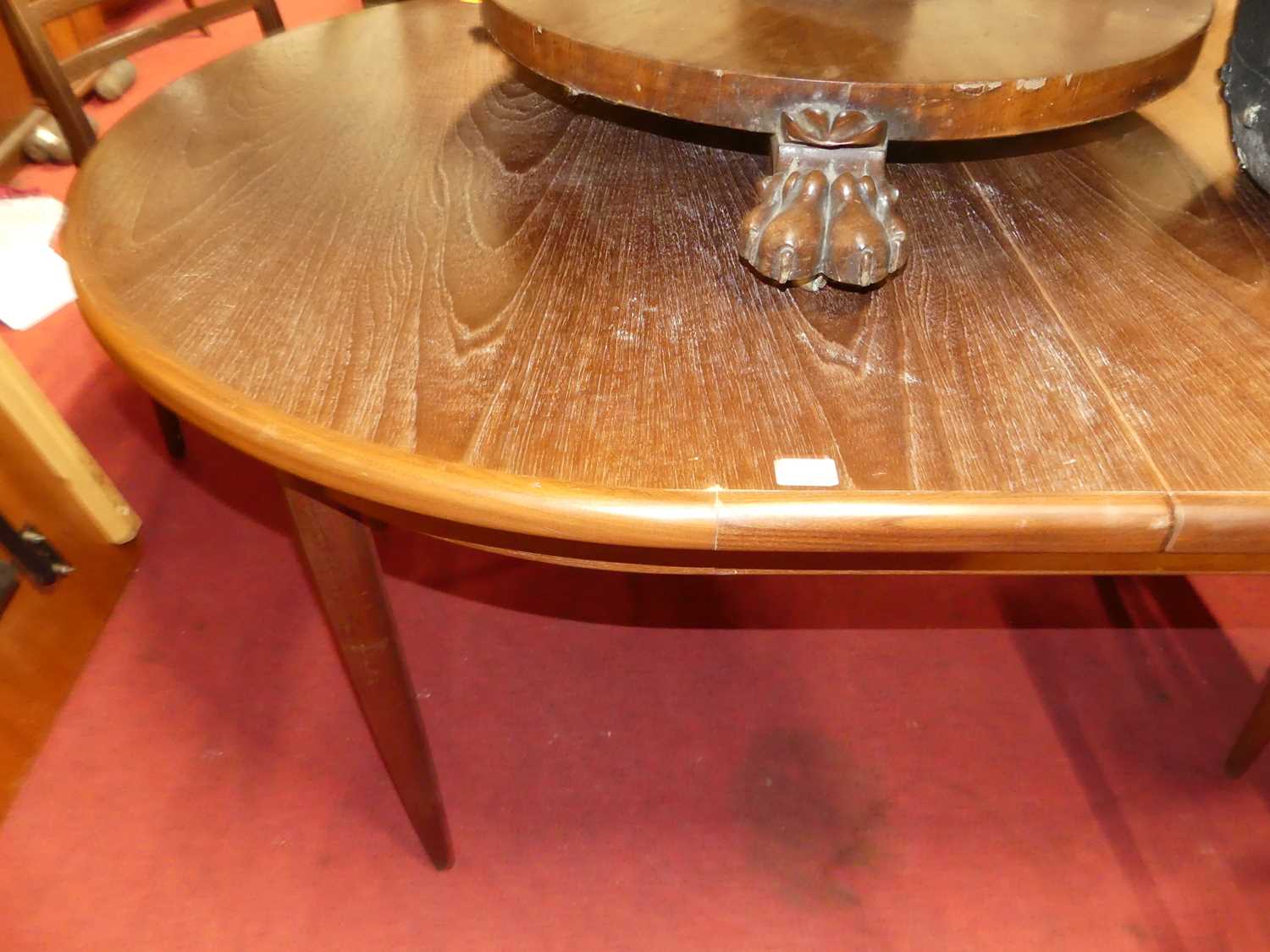 A 1960s G-Plan Fresco teak D-end extending table, having pull-out action and single fold-out leaf, - Image 2 of 2