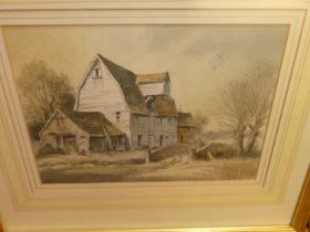 Circa 2000 English school - Pair; Farm buildings, pastels, each 21 x 32cm; together with a Victorian